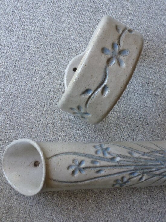Handmade Hair dryer / curling iron holder, signed pottery main image 3